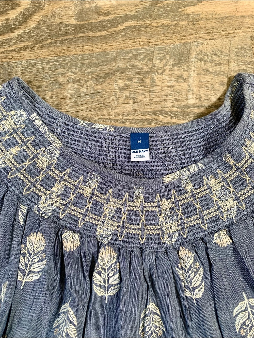 Old Navy Blue Embroidered Peasant Dress